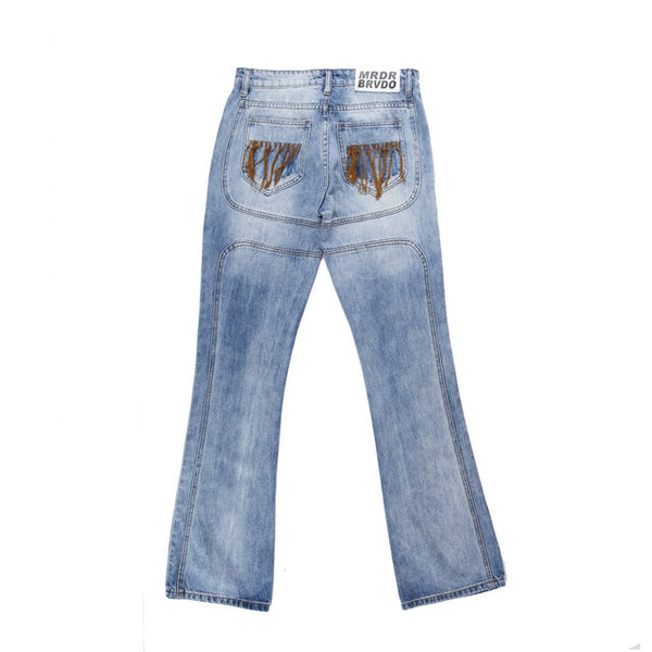 DENIMO KERRY CROPPED WASHED DENIM JEAN PANTS IN BLUE - boopdo