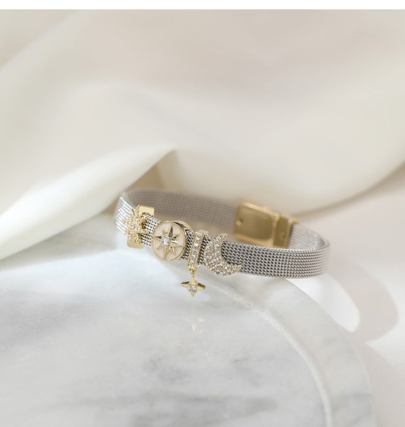 UZL DESIGN BRACELET WITH CRYSTAL MOON AND STAR - boopdo
