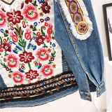 JEYYO CATHRO RETRO ETHNIC FLOWER EMBROIDERED BEADED SEQUIN DENIM JEAN JACKET - boopdo