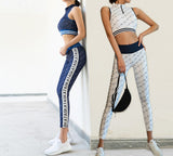 VSEMLEIN DESIGN ZIP FRONT CROP TOP AND LEGGINGS WITH LETTER TAPING - boopdo