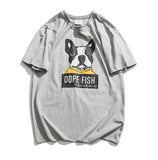 DOPE FISH SPEED TO THE TOP DOG HEAD PRINT CREW NECK T SHIRT - boopdo