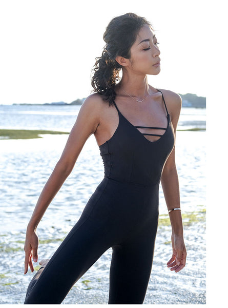 LANIKAR BACK STRAPPY DETAIL YOGA BODYSUIT - boopdo