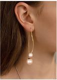 UZL DESIGN PULL TROUGH EARRINGS WITH TIERED PEARL DROP - boopdo