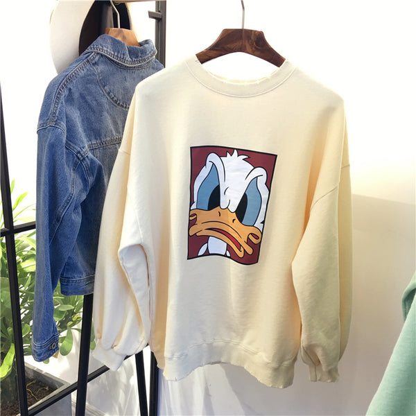 SIMDA LONG SLEEVE SWEATSHIRT WITH ANGRY DONALD DUCK PRINT - boopdo