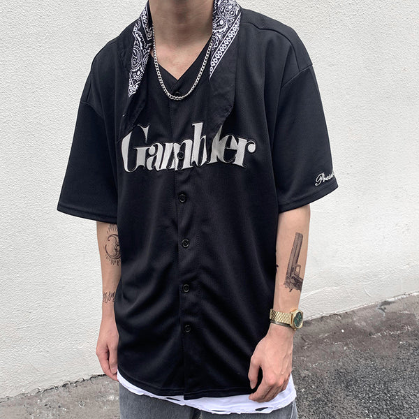 EVIL DOOR GAMBLER BASEBALL COACH SHORT SLEEVED JERSEY T SHIRT - boopdo