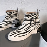 DUREO PORTE MARTIN BACK ZIP BOOTIES IN ZEBRA - boopdo