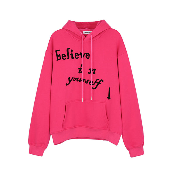 KURDO AZZA STYLE BELIEVE IN YOURSELF EMBROIDERED HOODIE SWEATSHIRTS - boopdo