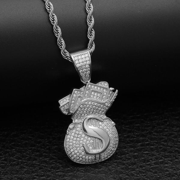 TREVORZA ZIRCON MONEY BAG JEWELRY NECKLACE - boopdo