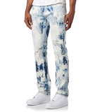 FLORIDIA EMPIRE OLD SCHOOL OFF THE WALL DENIM JEAN PANTS IN BLEACH EFFECT - boopdo