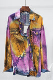 KEAN GANGO TIE DYED GRAFFITI HAND PAINTED MID LENGTH DENIM SHIRT - boopdo