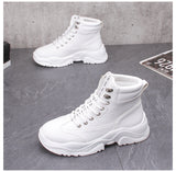 SHEARER MARTIN CHUNKY SOLE HIGH TOP SNEAKER BOOTS IN WHITE - boopdo