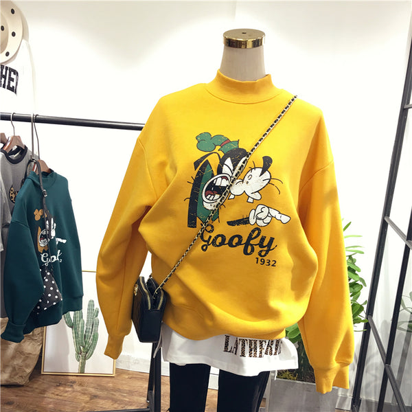 SIMDA HIGH NECK GOOFY PRINT SWEATSHIRT - boopdo