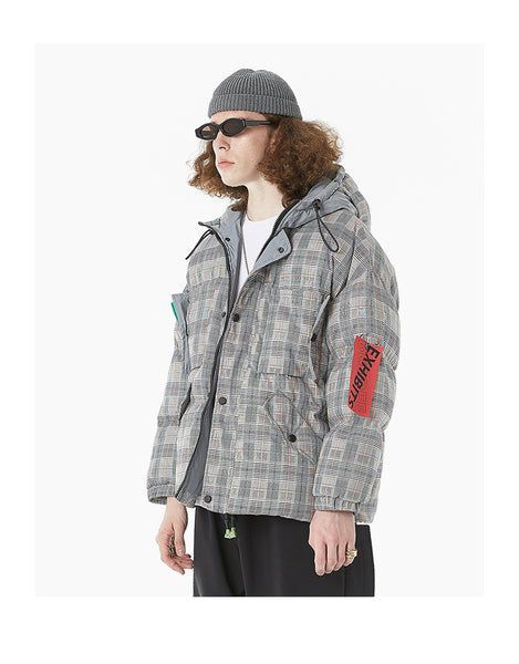 ZAHARA JAMAC PLAID BASIC DESIGN COTTON BOMBER JACKET - boopdo