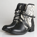 PROVA PERFETTO ELLISA STYLE THICK SOLED LEATHER ANKLE BOOTS WITH RIVET - boopdo