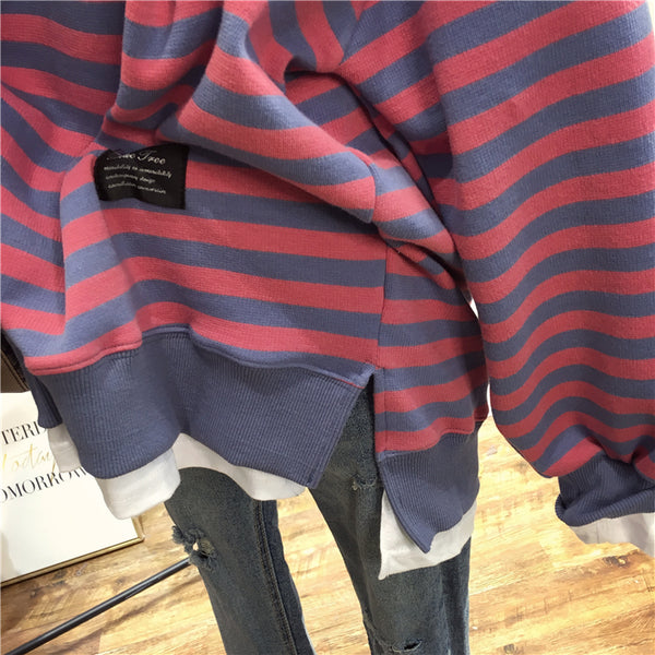 SIMDA DOUBLE LAYER SWEATSHIRT IN STRIPE - boopdo