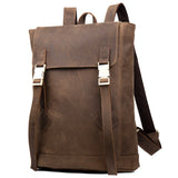 MANTIME SEVENTIETH MARISA VINTAGE 14 INCHES HANDMADE TRAVEL BACKPACK IN BROWN - boopdo