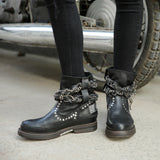 PROVA PERFETTO JENNIE FORZIA STYLE THICK SOLED MOTORCYCLE LEATHER BOOTS - boopdo