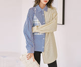 8GIRLS CONTRAST ASYMMETRIC STRIPE PRINT SHIRT - boopdo