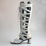PROVA PERFETTO HUFFO WOFO OPEN TOE KNEE HIGH LEATHER SANDALS - boopdo