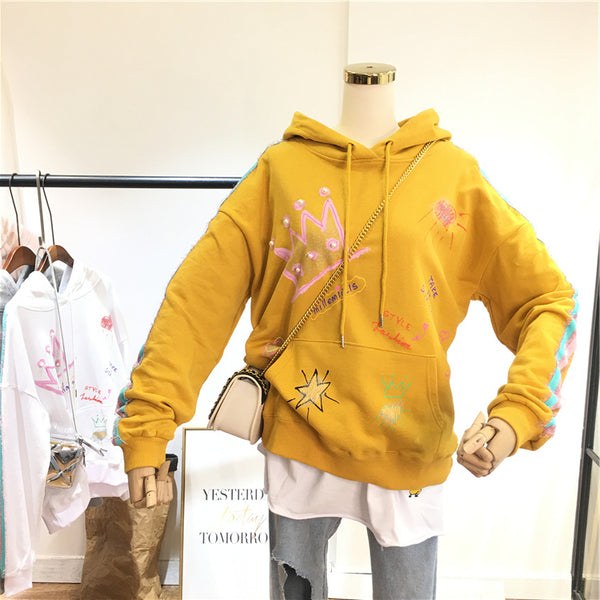 SIMDA PAINTED RELAXED FIT HOODIE - boopdo