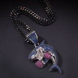ZACKZIE ZIRCON ALUMINA BOXING SHARK PENDANT NECKLACE - boopdo