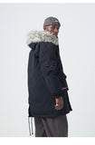 SWAGGER SHOTE MID LENGTH FAUX FUR COLLAR HOODED JACKET - boopdo