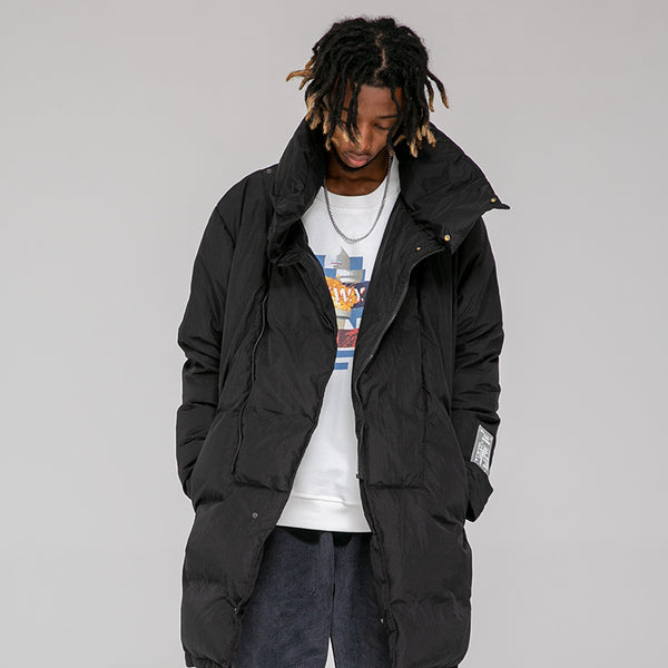 NFWYS HOLOGRAPHIC IRREGULAR STYLE HIGH NECK DUCK DOWN LONG JACKET - boopdo