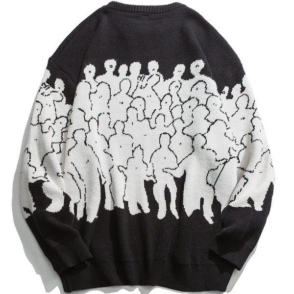ADOZA CROWD SHADOW KNIT PULLOVER SWEATER - boopdo