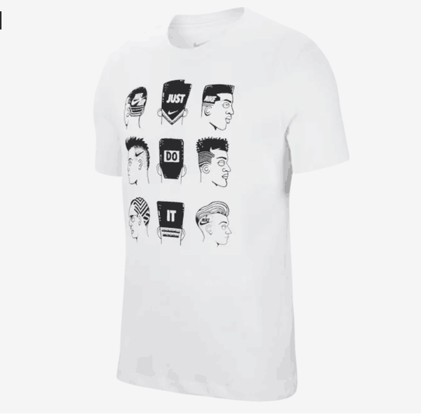 NIKE SPORTSWEAR JUST DO IT HAIRCUT LOGO T SHIRT IN WHITE CI6263 100 - boopdo