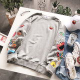 BOOPDO DESIGN SESAME STREET SLEEVE PRINT RELAXED SWEATSHIRT - boopdo