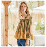 JAM PRINCESS COLD SHOULDER TOP WITH TIES IN GREEN - boopdo