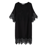 8GIRLS DESIGN BLACK SMOCK DRESS WITH LACE DETAIL - boopdo