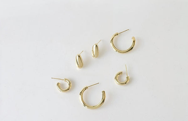 UZL DESIGN GOLD PLATED 3 PACK EARRINGS IN MULTI - boopdo