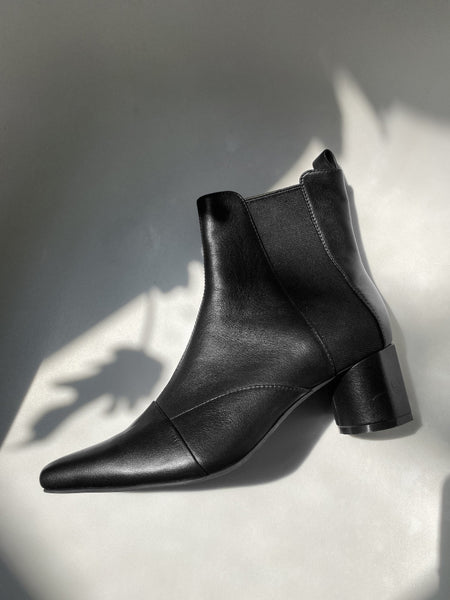 LUXE SEVEN DESIGN SQUARE TOE HEELED ANKLE BOOTS - boopdo