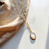 JELLY GIRL 18K GOLD VINTAGE INSPIRED PEARL MEDALLION PENDANTS NECKLACE - boopdo