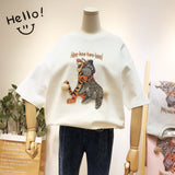 BOOPDO DESIGN EEYORE AND TIGER EMBROIDERY T SHIRT - boopdo