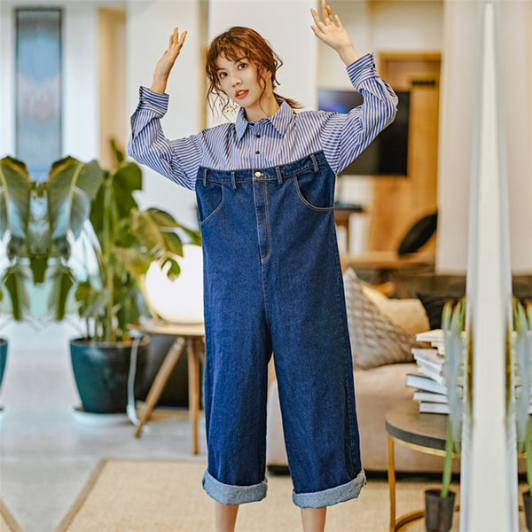 8GIRLS CONTRAST STITCH DENIM JUMPSUIT - boopdo