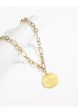 UZL DESIGN VINTAGE INSPIRED LUCE BELLA COIN PENDANT NECKLACE IN GOLD PLATED - boopdo