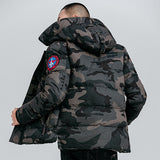 MOTTO DYNASTY BADGES CAMOUFLAGE PADDED HOODIE JACKET - boopdo