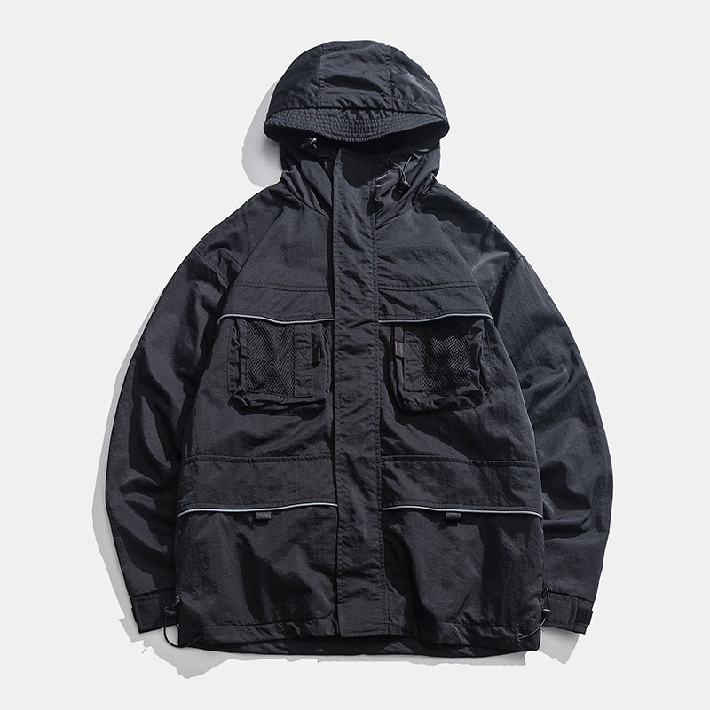 URBANOZ UNDERWAVE MULTI POCKET WINDBREAKER JACKET WITH