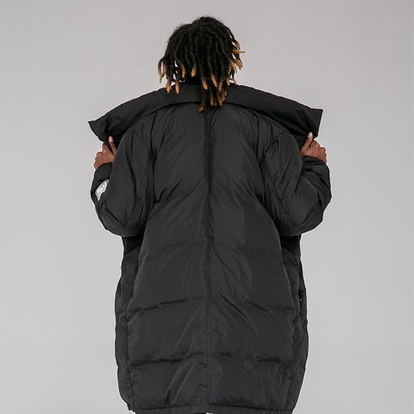 NFWYS HOLOGRAPHIC IRREGULAR STYLE HIGH NECK DUCK DOWN LONG JACKET - boopdo