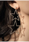 UZL DESIGN EARRINGS IN DOUBLE CRYSTAL STAR DROP IN GOLD PLATE - boopdo