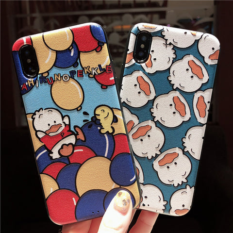AHIRUNO PEKKLE BUBBLE DUCK EMBOSSED ANTI FALL IPHONE CASES - boopdo