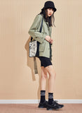 PEACE BIRD DENIM PARKA JACKET WITH FAUX FUR DETAIL IN GREEN - boopdo