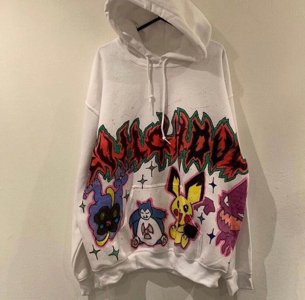 TUKU ROMOKO EXCLUSIVE EDITION BETTY PIKACHU GRAFFITI HAND PAINTED SWEATSHIRTS - boopdo