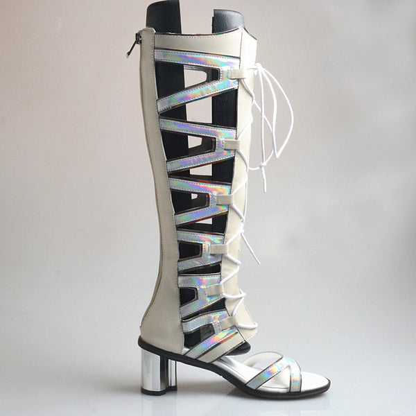 PROVA PERFETTO HUFFO WOFO OPEN TOE KNEE HIGH LEATHER SANDALS - boopdo