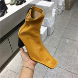 LUXE SEVEN DESIGN SQUARE TOE HEELED ANKLE BOOTS - boopdo
