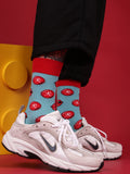 ZWILL UNIQUE RED LIPS JAPANESE PRINT COTTON UNISEX SOCKS - boopdo