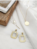 UZL DESIGN GOLD PLATED TEXTURED SQUARE DROP EARRINGS - boopdo