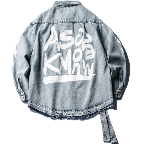 PUCZA RENCHEM GRAFFITO WASHED DENIM JEAN COAT - boopdo